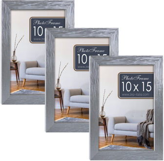 ZEP 3x stuks houten fotolijst zilver geschikt voor een foto van 10 x 15 cm