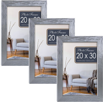 ZEP 3x stuks houten fotolijst zilver geschikt voor een foto van 20 x 30 cm