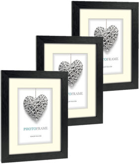 ZEP 3x stuks houten fotolijst zwart geschikt voor een foto van 15 x 20 cm of 20 x 30 cm