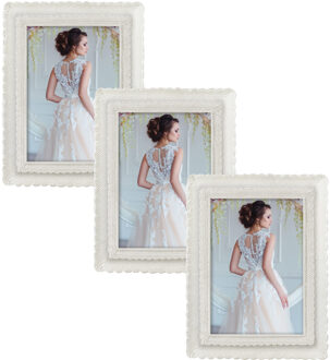 ZEP 3x stuks kunststof fotolijst parel wit geschikt voor een foto van 13 x 18 cm