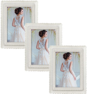 ZEP 3x stuks kunststof fotolijst parel wit geschikt voor een foto van 15 x 20 cm