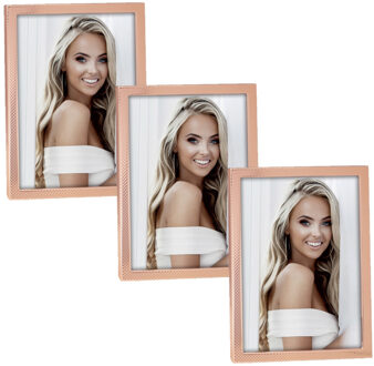 ZEP 3x stuks metalen fotolijst koper kleurig geschikt voor een foto van 15 x 20 cm