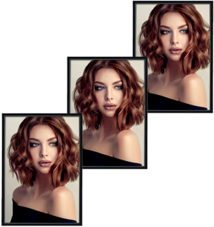 ZEP 3x stuks zep fotolijst - zwart- metaal - glas - staand - geschikt voor foto - 10 x 15 cm