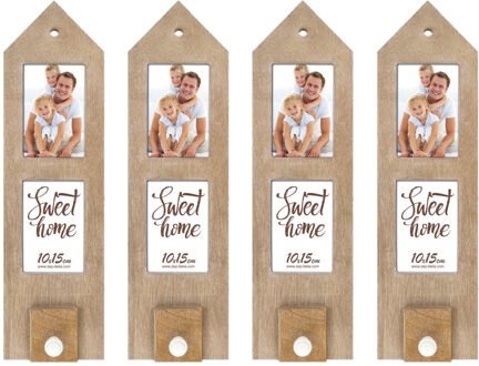 ZEP 4x stuks houten fotolijst met haakje 54 x 15 cm geschikt voor een foto van 10 x 15 cm