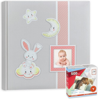 ZEP Fotoboek/fotoalbum Fred baby meisje met 30 paginas roze 32 x 32 x 3,5 cm inclusief plakkers - Fotoalbums