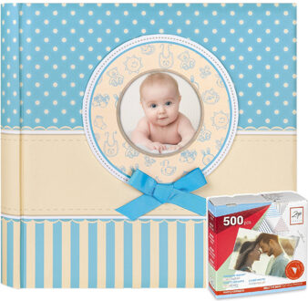 ZEP Fotoboek/fotoalbum Matilda baby jongetje met 30 paginas blauw 31 x 31 x 3,5 cm inclusief plakkers