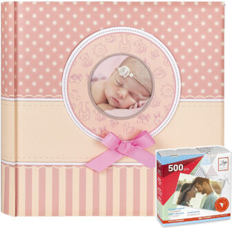 ZEP Fotoboek/fotoalbum Matilda baby meisje met 30 paginas roze 31 x 31 x 3,5 cm inclusief plakkers
