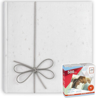 ZEP Fotoboek/fotoalbum Sonora wit met insteekhoesjes voor 200 fotos 21 x 22 x 4,5 cm inclusief plakkers - Fotoalbums