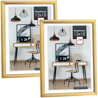 ZEP Fotolijst - 2x stuks - goud - kunststof - voor foto van 13 x 18 cm - staand / hangend