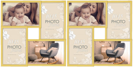 ZEP Fotolijst - 2x stuks - metaal - goudkleurig - 4 lijstjes van 10 x 15 cm - wonen - woonaccessoire