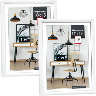 ZEP Fotolijst - 2x stuks - wit - kunststof - voor foto van 10 x 15 cm - staand / hangend