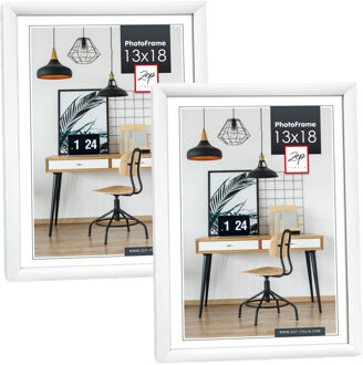 ZEP Fotolijst - 2x stuks - wit - kunststof - voor foto van 13 x 18 cm - staand / hangend