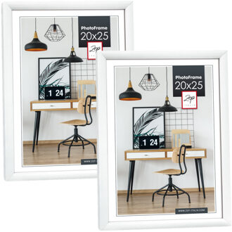 ZEP Fotolijst - 2x stuks - wit - kunststof - voor foto van 20 x 25 cm - staand / hangend