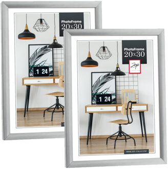 ZEP Fotolijst - 2x stuks - zilver - kunststof - voor foto van 20 x 30 cm - staand / hangend