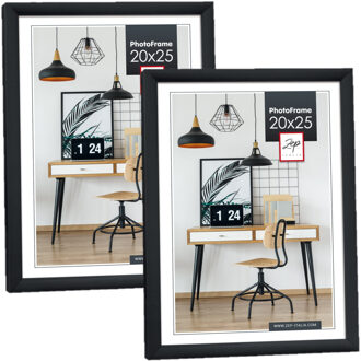 ZEP Fotolijst - 2x stuks - zwart - 26 x 21 x 2 cm - kunststof - geschikt voor een foto van 20 x 25 cm