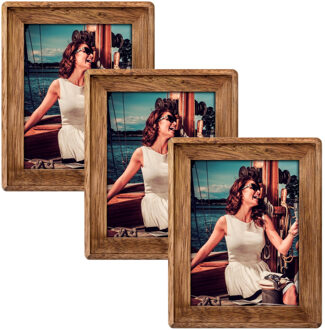 ZEP Fotolijst - 3x stuks - bruin - hout - foto 13 x 18 cm - wonen - accessoires