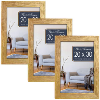 ZEP Fotolijst - 3x stuks - goud - 23 x 33 x 2 cm - hout - geschikt voor een foto van 20 x 30 cm