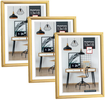 ZEP Fotolijst - 3x stuks - goud - kunststof - voor foto van 13 x 18 cm - staand / hangend