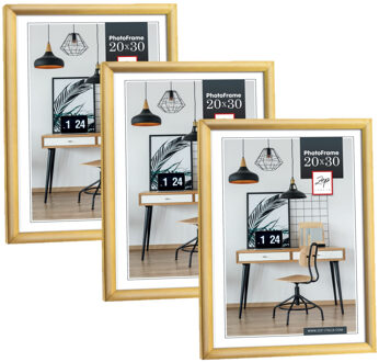 ZEP Fotolijst - 3x stuks - goud - kunststof - voor foto van 20 x 30 cm - staand / hangend
