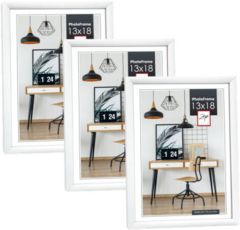 ZEP Fotolijst - 3x stuks - wit - kunststof - voor foto van 13 x 18 cm - staand / hangend
