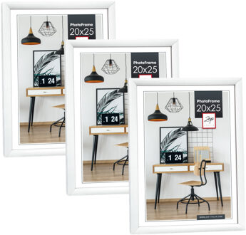 ZEP Fotolijst - 3x stuks - wit - kunststof - voor foto van 20 x 25 cm - staand / hangend