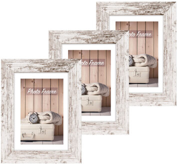 ZEP Fotolijst hout - 3x stuks - whitewash - geschikt voor foto van 20 x 25 cm - staand of hangend