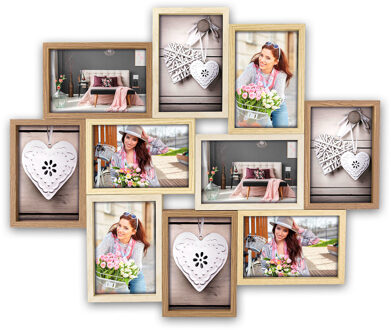 ZEP Fotolijst - houten frame - naturel en wit - 47 x 56 x 3 cm - woondecoraties - accessoires