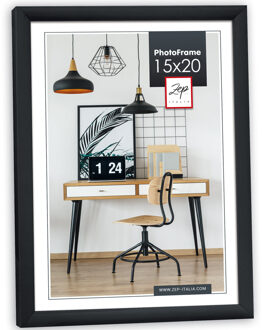 ZEP Fotolijst - zwart - kunststof - voor foto van 15 x 20 cm - staand / hangend