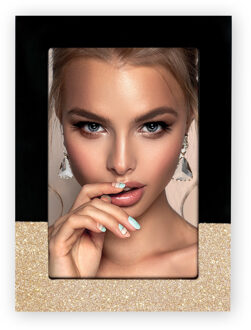 ZEP Fotolijst zwart met gouden glitters - hout - geschikt voor foto van 15 x 20 cm