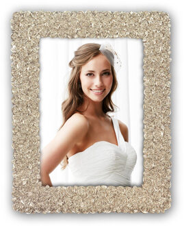 ZEP Fotolijstje - goudkleurige bloemen - voor foto van 20 x 25 cm - bruiloft / huwelijk fotolijstje