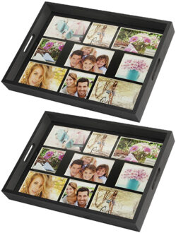ZEP Houten foto dienblad zwart 45 x 35 cm met 9 foto in diverse maten