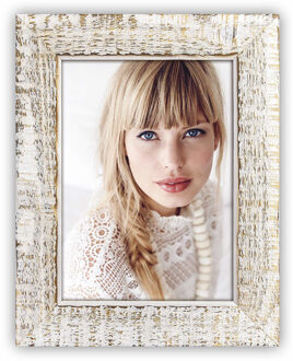 ZEP Houten fotolijst vintage wit/bruin geschikt voor een foto van 10 x 15 cm