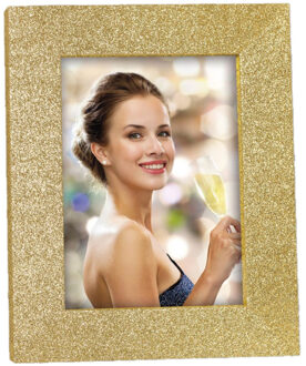 ZEP Houten fotolijstje goud met glitters geschikt voor een foto van 15 x 20 cm