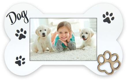 ZEP Houten fotolijstje hond thema geschikt voor een foto van 10 x 15 cm - Fotolijsten Wit