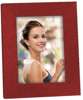 ZEP Houten fotolijstje rood met glitters geschikt voor een foto van 13 x 18 cm - Fotolijsten