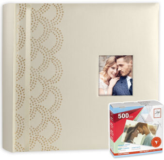 ZEP Luxe fotoboek/fotoalbum Anais bruiloft/huwelijk met 50 paginas goud 32 x 32 x 5cm inclusief plakkers - Fotoalbums Goudkleurig