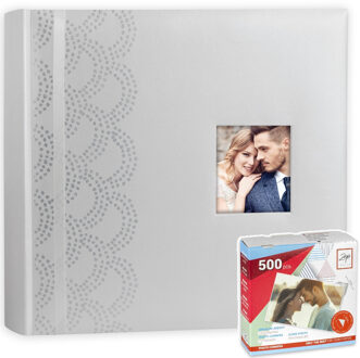 ZEP Luxe fotoboek/fotoalbum Anais bruiloft/huwelijk met 50 paginas wit 32 x 32 x 5 cm inclusief plakkers