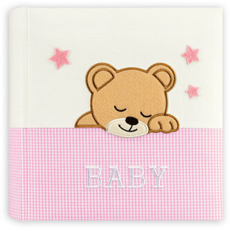 ZEP Luxe fotoboek/fotoalbum Elisa baby meisje met 20 paginas roze 33 x 33 x 4 cm