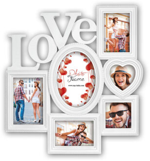 ZEP Multifotolijst - wit - kunststof/glas - 6 foto's - decoratie - wonen - accessoires