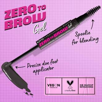 Zero To Brow Langhoudende Vegan Gekleurde Wenkbrauwgel 13g (Verschillende Tinten) - Black