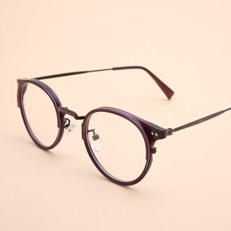 Zerosun Vintage Brillen Frames Mannen Vrouwen Oval Schildpad Zwart Glazen Mannelijke Retro Nerd Bril Voor Optic paars