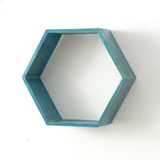 Zeshoekige decoratieve plank kinderkamer woonkamers Wall opknoping Partitie Slaapkamer Boekenplank Punch gratis F