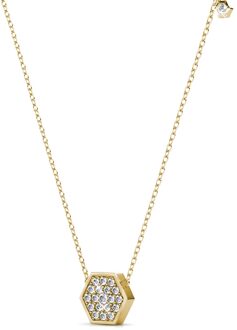 Zeshoekige hangers - Goud en kristal - maat