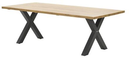 Zeus dining tafel 220x100-X-stijl-black/teak look Grijs