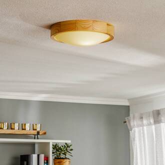 Zeus plafondlamp van hout, grenen, Ø27cm kiefer natuur, wit