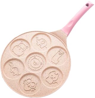 Zeven-Hole Ontbijt Pot Multifunctionele Koekenpan Leuke Dier Pancake Mold Geschikt Voor Kinderen En Uw Gezin Roze