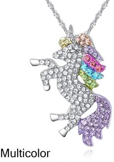 Zeven-Kleur Eenhoorn Hanger Ketting Kristallen Sieraden Mode Vrouwen Charme Persoonlijkheid Casual Party Accessoires 1