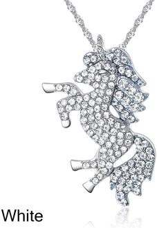 Zeven-Kleur Eenhoorn Hanger Ketting Kristallen Sieraden Mode Vrouwen Charme Persoonlijkheid Casual Party Accessoires 2