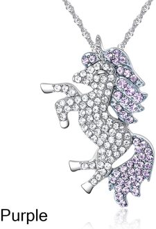 Zeven-Kleur Eenhoorn Hanger Ketting Kristallen Sieraden Mode Vrouwen Charme Persoonlijkheid Casual Party Accessoires 3