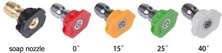 Zeven Kleur Metalen Nozzle Hogedrukreiniger Rvs Quick Nozzle Tips 0 15 25 40 Zeep Nozzle 280bar 4000psi 5 kleur mondstuk